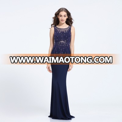 2016 Fashion high quality hard manual nail bead evening dress long