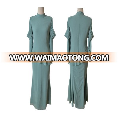 chiffon long sleeve muslim evening dress