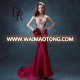 Long tail beaded women fishtail flounce bordo strapless glamorous back bandage crepe backless wedding crystal evening dresses